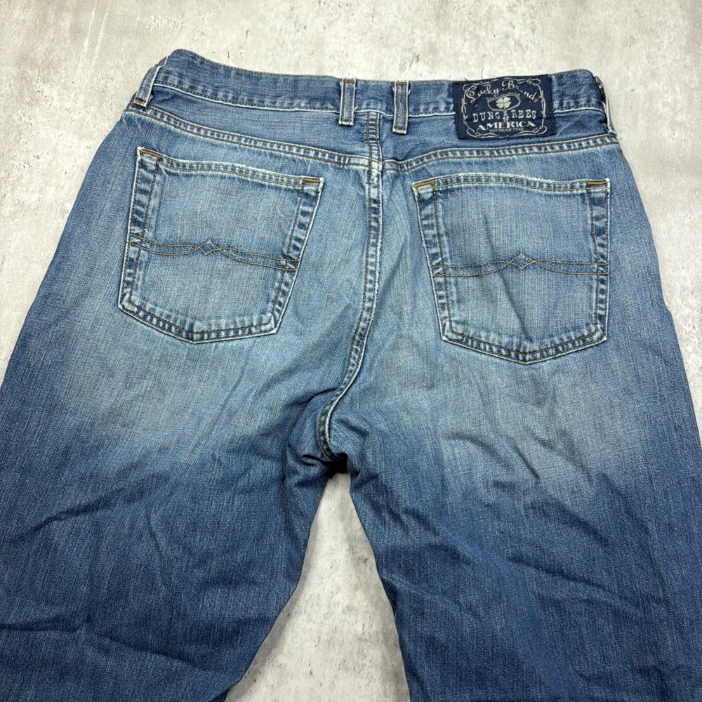 Lucky Brand Jeans Dungarees Straight Bootcut Men's Size 34x30 Zip Fly Denim USA - Picture 9 of 11